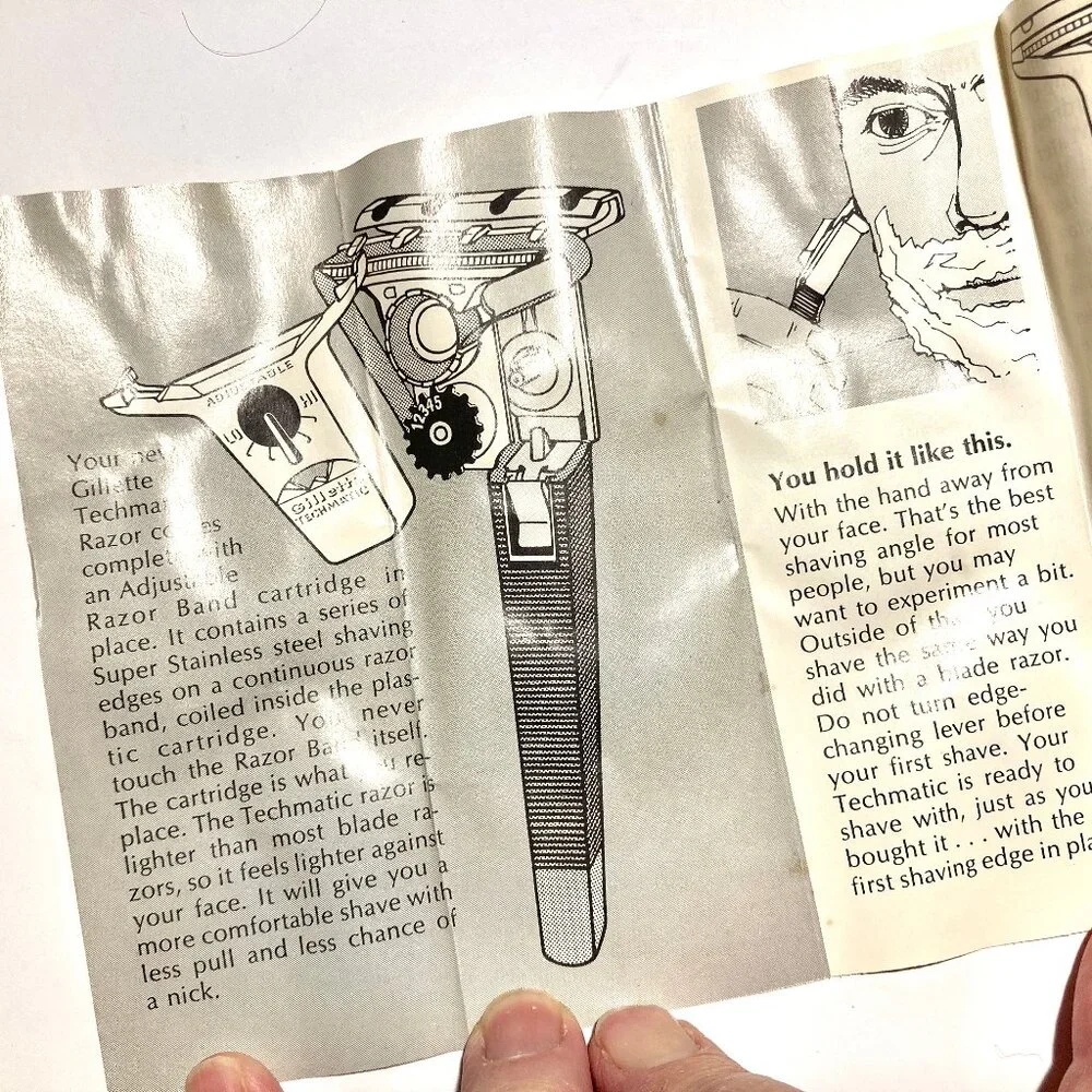Vintage Gillette Techmatic Razor with Travel Case, 1965